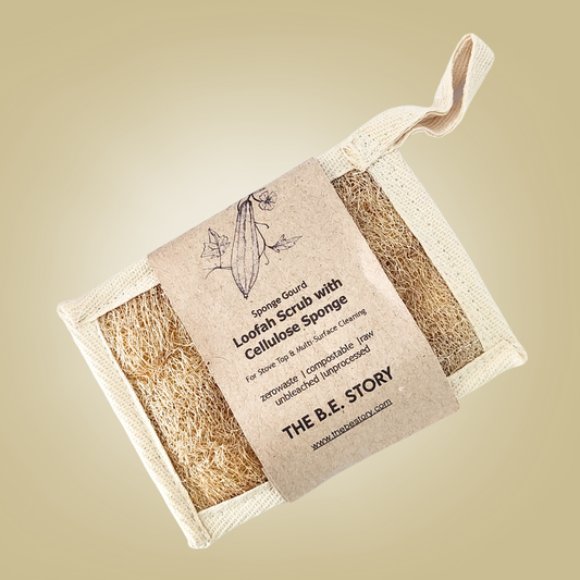 Loofah scrub with cellulose sponge