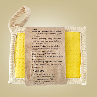 Loofah scrub with cellulose sponge