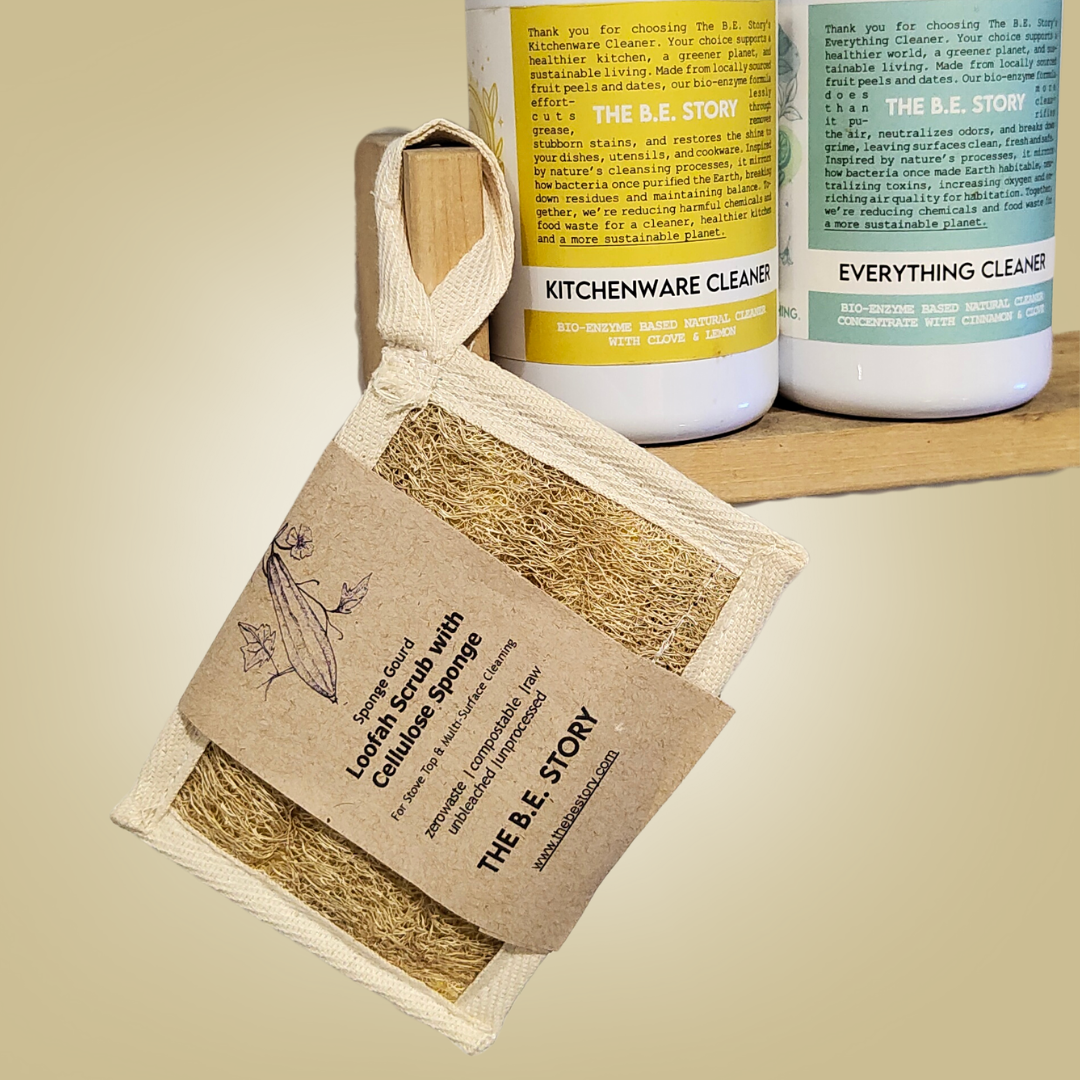 Loofah scrub with cellulose sponge