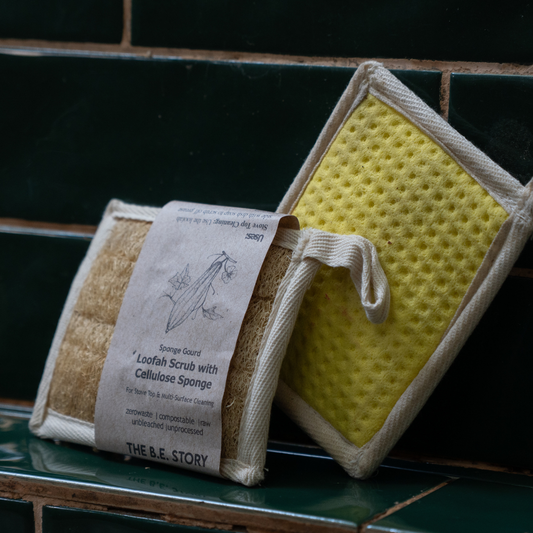 Loofah scrub with cellulose sponge